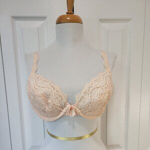 Vintage VICTORIA'S SECRET Chantilly Light Pink Lace Satin Demi Underwire Bra 36C